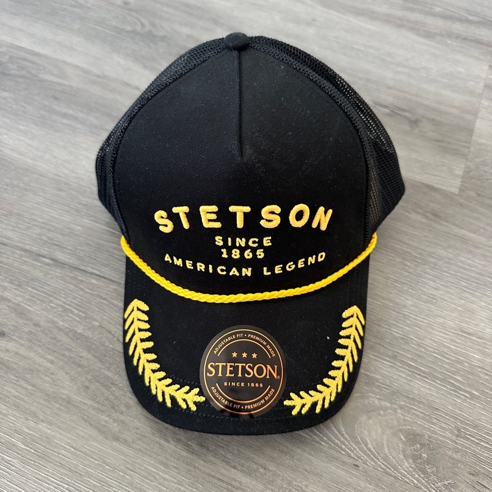 Stetson Black Western Captain Rope Trucker Hat